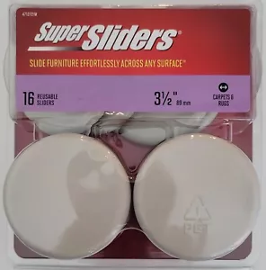 SUPER SLIDERS 3 1/2" ROUND FURNITURE SLIDERS CARPETS, RUGS, HARD SURFACES 16 PAK - Picture 1 of 2