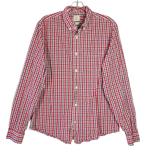 Gap Mens Lived In Herren Größe M Button Down Hemd rot weiß blau kariert Baumwolle - Bild 1 von 14