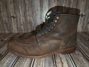 FRYE Men's Sz 10.5 M Walter Brown Moc Toe Oiled Suede Boots Made In USA $400 - Picture 1 of 10