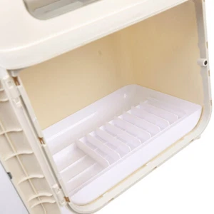 Covered Kitchen Dish Drying Rack Plastic Dustproof Drain Storage Box Basket Hold - Picture 1 of 10