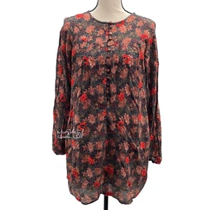 Zara Trafaluc Collection Vintage Style Embroidered Floral Button-Down Tunic Top - Picture 1 of 9