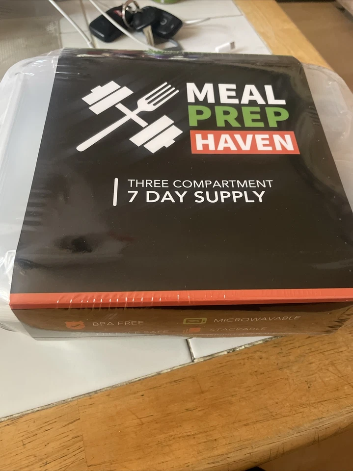 Contenedores de comida de tres compartimentos con tapas Meal Prep Haven - Paquete de 7 Foto 1 de 1