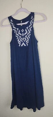 Vestido de verano de maternidad Liz Lange talla azul azteca 100 % algodón forrado sin mangas Foto 1 de 4