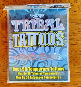 OVER 50 COUNT PACKAGE OF SAVVI TRIBAL TEMPORARY TATTOOS COLORFUL MADE IN USA - Picture 1 of 4