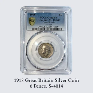 1918 UK Great Britain Silver Coin 6 Pence-George V- PCGS Uncirculated -S 4014#25 - Picture 1 of 3