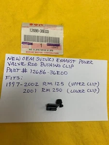 OEM SUZUKI Power Valve Rod Bushing Clip 97-02 RM125/ 01 RM250 12686-36E00 AHRMA - Foto 1 di 4