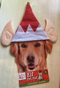 BNWT New Christmas Pet Dog Elf Hat with Ears - Chin Strap #ElvesBehavingBadly - Bild 1 von 3