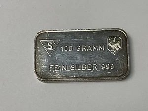 Schweizerischer Bankverein - 100 Gram .999 Fein Silber Bar MP Essayeur Fondeur - Picture 1 of 2