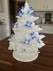 Ready To Paint Ceramic Bisque Christmas Tree & Base, Light Up Pegs Included 8” - Picture 1 of 15