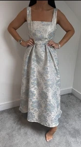 LIPSY SIZE 12 DRESS BLUE METALLIC JACQUARD PROM STYLE LONG BRAND NEW WITH TAG - Picture 1 of 8