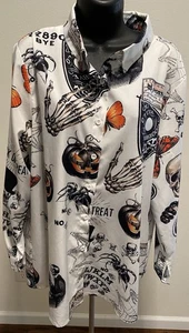 Halloween Shirt Damen Größe 2XL Halloween Grafik Bluse Button Down - Bild 1 von 12