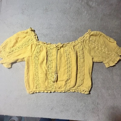 Yellow boho off shoulder top american Eagle  - Image 1 of 4