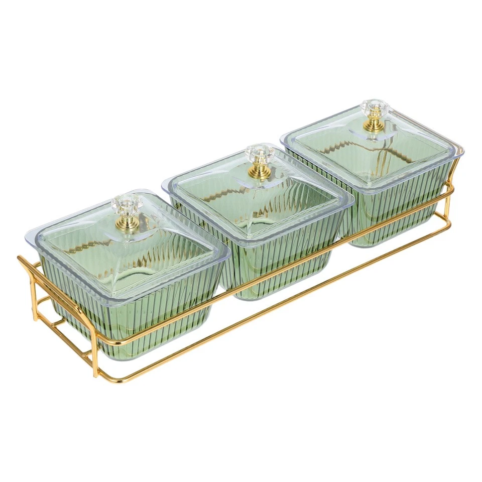  Unterteiltes Tablett für Snacks, Nüsse, Trockenfrüchte, 3-Fach-Snacktablett mit - Bild 1 von 4