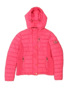 SUPERDRY Womens Hooded Padded Jacket UK 14 Large Pink Polyester AX08 - Picture 1 of 3
