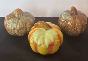 Set 3 Zucca Ceramica Smaltata Decorazioni Autunno Ceramica Nuove - Foto 1 di 7