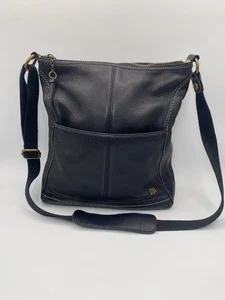 The Sak schwarze Schultertasche genarbtes Leder Boho Goldakzente 12” x 11” - Bild 1 von 17