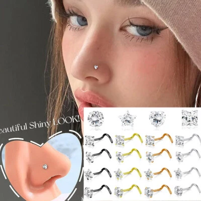 Confezione Da 4 Orecchini A Bottone Con Zirconi Per Piercing Al Naso - Immagine 1 di 4