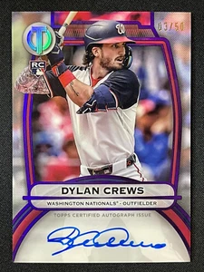DYLAN CREWS /50 JERSEY #3 PURPLE ROOKIE ONCARD AUTO AUTOGRAPH 2025 TOPPS TRIBUTE - Picture 1 of 2