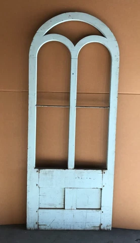 Antique Large Vintage 35x87 Arch Dome Top Glass 5 Lite Door Window Old 1999-22B Cover