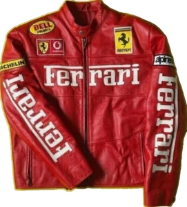 New Ferrari Motorbike Jacket Cowhide Leather Jacket Racing Biker Jacket All Size - Picture 1 of 9