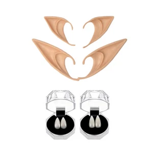 8 Pcs Childrens Vampire Fangs Cosplay Elf Ears Joke Gift Women's - Picture 1 of 12