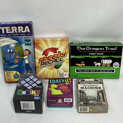 6 Board & Card Games Terra Speedy Recall Impossible Machine Oregon Trail Rubiks - Image 1 of 4
