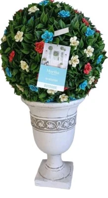 Martha Stewart Topiary Kissing Ball Fern & Patriotic Gardenia Spring Summer, 16" - Image 1 of 2