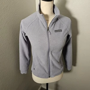 Columbia Gray Full Zip Fleece Size Medium Youth 10-12 Mock Neck - Picture 1 of 13