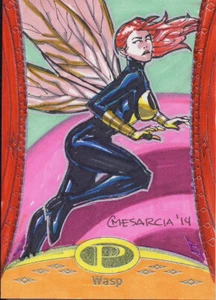 2014 Marvel Premier Carta Schizzo Base Parallela #9 Wasp Mesarcia - Foto 1 di 1