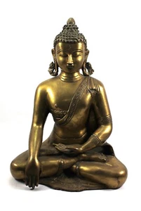 Estatua de latón de Buda meditación budismo artesanía escultura ídolo estatuilla decoración - Imagen 1 de 12