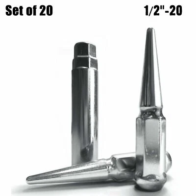 Juego de 20 tuercas de espiga extendida de acero de 4,5" de largo 1/2"-20 acabado cromado derecho 5 canales 5 Foto 1 de 4