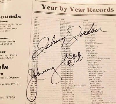 John Jordan & Johnny Dee Dual Signed Program Notre Dame Basketball Coach Rare - Image 1 of 4