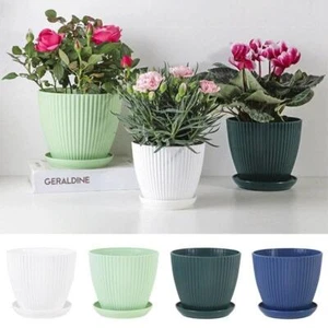 Pequeña maceta de plástico planta suculenta con bandeja eneldo redondo decoración de doble capa - Imagen 1 de 16