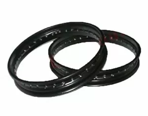 Coppia Nero Polvere Rivestito 16 " WM2 Jawa 250 350 Cw 36 Fori Ruota - Foto 1 di 4