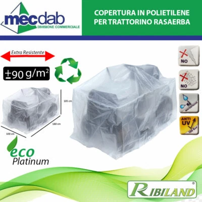 Telo Copertura per Trattorino Tosaerba in Polietilene -105 x 180 x 100 cm Ribime - Immagine 1 di 2
