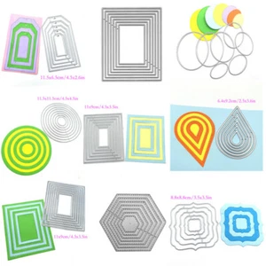 Nested Geometry Circle Tags Oval Meatl Cutting Dies Diy Scrapooking Card Crafts - Picture 1 of 36