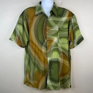 Virgola Uomo 70s 80s Vintage Mens Shirt Size XL Green Retro Indie Abstract Disco - Picture 1 of 11