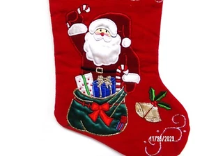 NUEVO SIN ETIQUETAS SANTA CON BOLSA DE JUGUETE ROJO NAVIDAD MEDIA 16 x 8 - Imagen 1 de 3