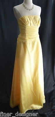 Vestido de novia David F13573 sin tirantes satinado dama de honor graduación vestido amarillo talla 8 Foto 1 de 4