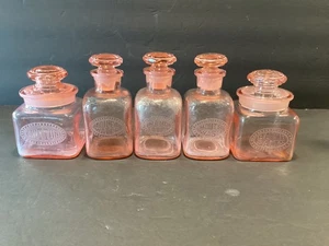 Cambridge Glass Pink #1194 + #1196 Bathroom Bottle Set Rare - Picture 1 of 21