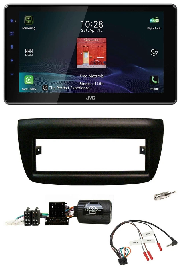 JVC DAB Lenkrad Bluetooth USB Autoradio für Fiat Doblo 2012-2015 schwarz - Bild 1 von 4