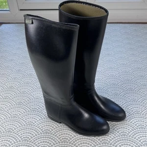 AIGLE Black Wellington Boots size UK 8/EU42 Parade Riding Boot - Picture 1 of 17