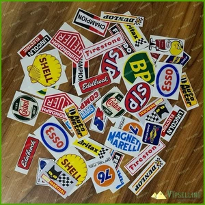 Classic Car Rally/Race HUGE 32 WORN RETRO EFFECT Stickers Decals Set Mini cooper - Picture 1 of 9
