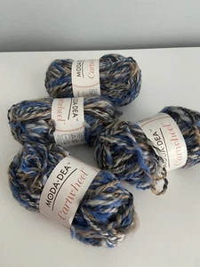 Moda Dea 100% Wool Yarn Made In Italy 9416 Hazey Blue Brown Black Mix Lot Of 4 - Picture 1 of 4
