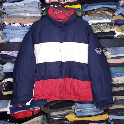 Chaqueta Abrigo Vintage Nautica Highland Glen Puffer Reversible Plumón Relleno Talla L Foto 1 de 4