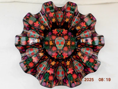 Prepara "Halloween" "Day of the Dead" Taco Round Server 12" Wide Black Red w2s10 - Image 1 of 4