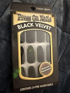 Fright Night Press On Nails, Black Velvet, Velvet Texture, 24 Pre-Glued Nails - Picture 1 of 1