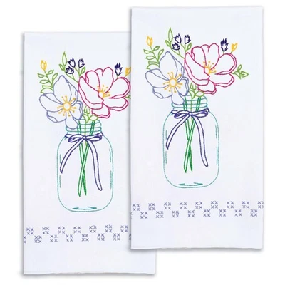 DIY Dempsey Wildflowers Stamped Embroidery Guest Hand Towel Kit - Image 1 of 2