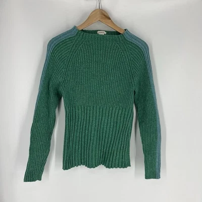Sundance Sweater Size Medium Green Blue Ribbed Mock Neck Long Sleeve Pullover - Image 1 of 4