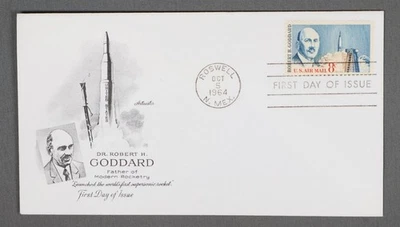 MayfairStamps US FDC 1964 New Mexico RobertH Goddard Father of Rocketry Artmaste - Image 1 of 2
